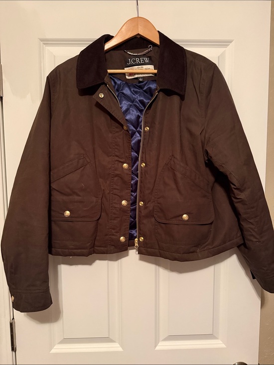 J. Crew Jackets & Blazers - J. Crew Brown Utility Jacket with Navy Quilted Lining